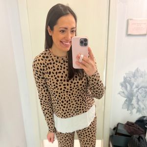 Ann Taylor animal print mixed media layered top